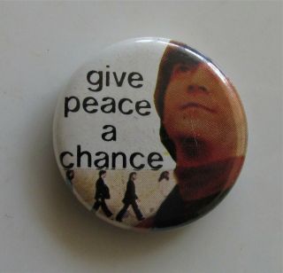 John Lennon Give Peace A Chance Vintage Metal Button Style Badge From 1980 