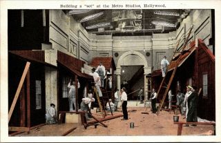 Vintage Postcard Building A " Set " Metro Studios Hollywood California Postcard Co