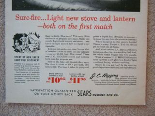 Vintage 1956 Sears J.  C.  Higgins Camp Camping Stoves Lanterns Print Ad 3