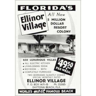1949 Ellinor Village: Daytona Beach,  Florida Vintage Print Ad