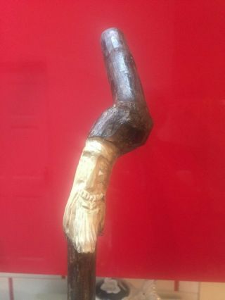 Vintage Wooden Walking Stick Is Hand Made