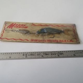 Fishing Lure Vintage Lif - Lik Lure Co.  Merry - Minnow On The Card