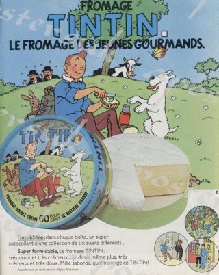 Vintage French Tintin Soft Cheese Advertisement Poster A3/a4 Print