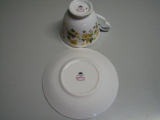 Vintage Queen Anne Tea Cup and Saucer with Yellow Flowers Bone China England 4
