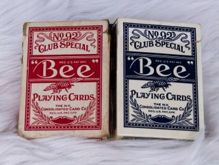 Vintage Bee No.  92 Special Playing Cards Bundle Blue And Red Deck