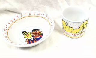 Sesame Street Vintage Porcelain Big Bird Bert Ernie Childs Mug And Bowl Set
