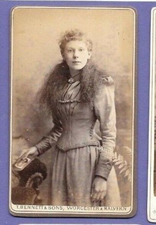 Victorian Fashion Lady With Photo Vintage Old Cdv Photo Worcester Ky