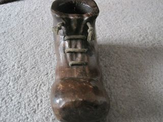 Old Vintage Carved Wooden Boot Mini Plant Holder 18cm Long