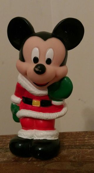 Vintage Mickey Mouse Santa Claus Christmas Walt Disney Squeak Toy Squeaking Pvc