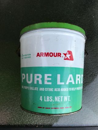 Armour Pure Lard Empty Store Tin Can 1984 Collectable Advertising Vtg