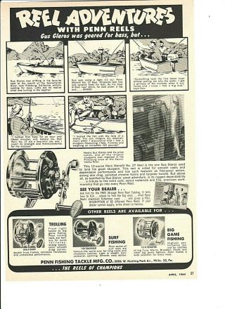 Vintage 1964 Penn Reel Adventures Monofil 27 Reel Lands 202 - Pound Sturgeon