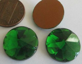 24 Vintage German Glass 17mm Green Pinwheel Effect Round Textured Stones