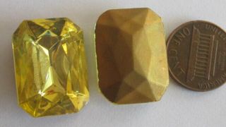 10 Vintage German Glass Jumbo Pale Yellow Octagon Stones 24mm X 17mm