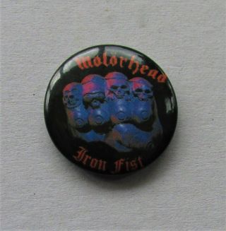 Motorhead Iron Fist Vintage Metal Button Badge From The 1980 