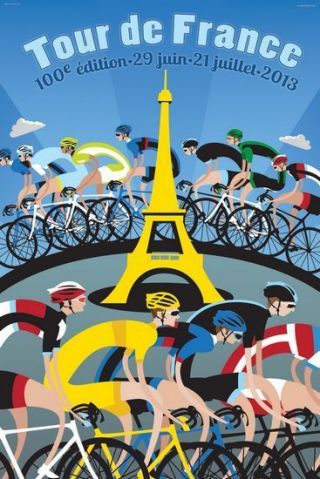 Vintage 2013 Tour De France Cycling Poster A3 Print