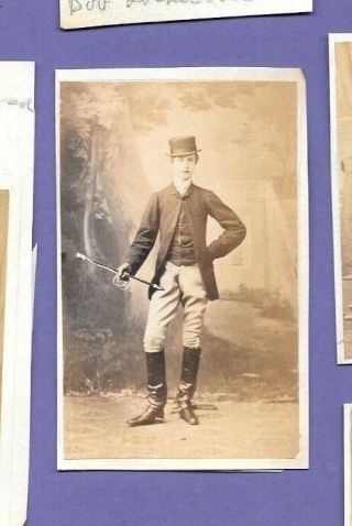 Victorian Gent In Riding Outfit Vintage Old Photo On Card 6x9cm Ix