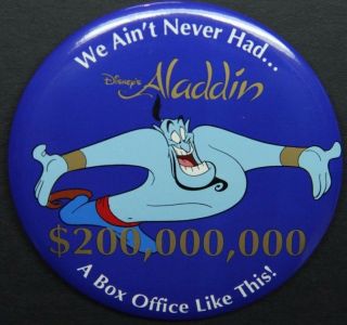 Disney Aladdin Movie 4 " Button Animation Vintage 1992 Collectible Big & Blue