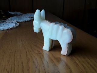 Vintage Carved Onyx Polished Donkey Burro Mule Miniature Animal Figurine 3x3 "