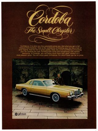1976 Chrysler Cordoba 2 - Door Vintage Print Ad - Gold Small Car Photo