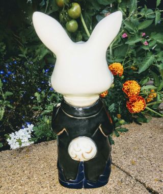 1969 Vintage Handmade Ceramic White Rabbit Alice In Wonderland 9 inches tall 2