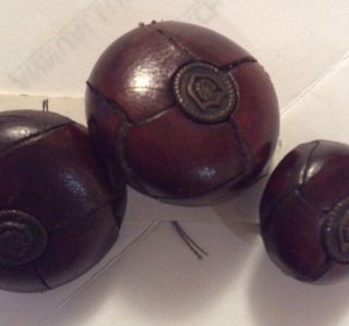 3 Leather Vintage / Metal Shanked Buttons With Metal Motif Centre