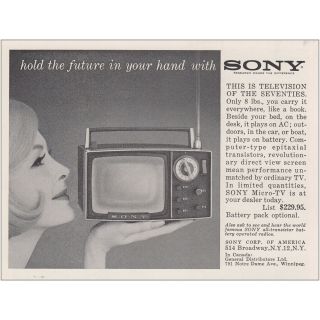 1962 Sony Micro Tv: Hold The Future In Your Hand Vintage Print Ad