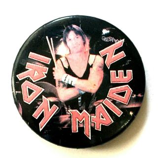 Iron Maiden - Nicko Mcbrain - Old Og Vtg 1980`s Button Pin Badge 32mm Nwobhm
