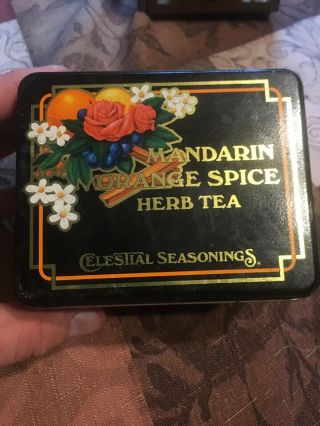 Vintage Celestial Seasonings Tea Tin,  C1992 Mandarin Orange Spice.