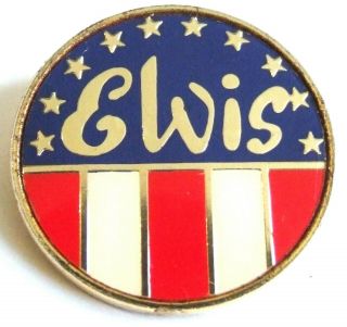 Vintage Retro Enamelled Elvis American Flag Design Pin Brooch