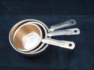 Vintage Color Craft Copper Colored Aluminum Measuring Cups - Set Of 3