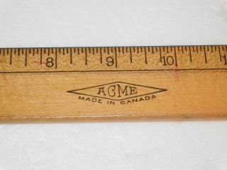 Vintage Acme Canada 18 Inch Wooden School Ruler With Metal Edge