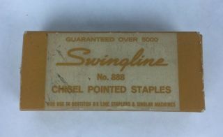 Vintage Staples Swingline No 888 Chisel Pointed Staples Box Open Partially Full