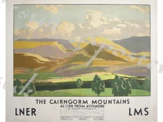 Vintage Lner Lms Cairngorms From Aviemore Railway Poster A3/a4 Print