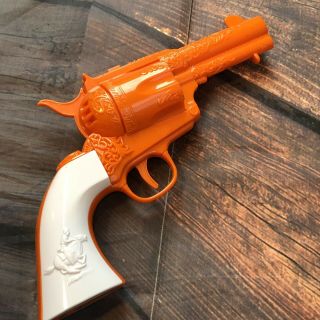 Vtg Western Cowboy Battery Operated Toy Gun Revolver Pistol Pretend Play Plastic