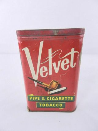 Vintage Velvet Pipe And Cigarette Smoking Tobacco Advertising Pocket Tin / Can 2