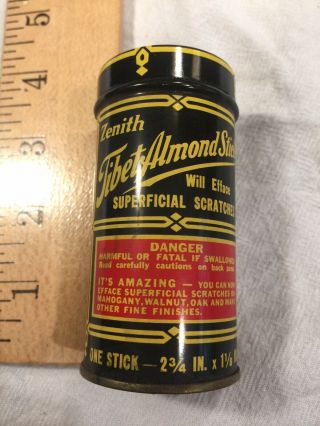 Vintage Zenith Tibet Almond Stick Scratch Remover For Wood - Tin.  Full