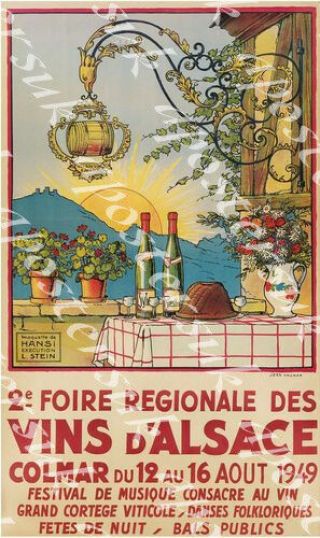 Vintage 1949 Alsace French Wine Festival Poster Print A3/a4