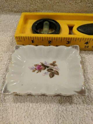 Set of 3 Vintage Small Plates Gold Rim Flower Japan TeaBag Rest Trinket Dish 4