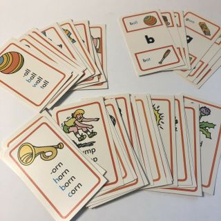 Vintage Flash Cards Phonics Reading Sight Words Double Sided