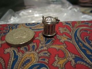 Classic Vintage Silver Charm Of A Bin It Opens To Show Fish Bones Boxed