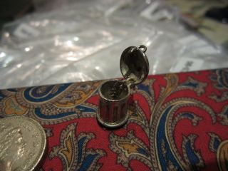 CLASSIC VINTAGE SILVER CHARM OF A BIN IT OPENS TO SHOW FISH BONES BOXED 2