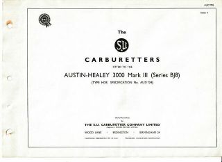 Vintage Su Carburettor Parts List Austin Healey 3000 Mk3 Bj8