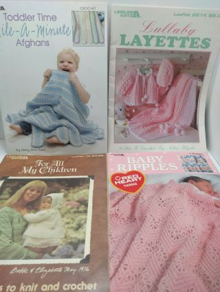 4 Vintage Baby Crochet Pattern Books Afghans Layettes Classic Designs