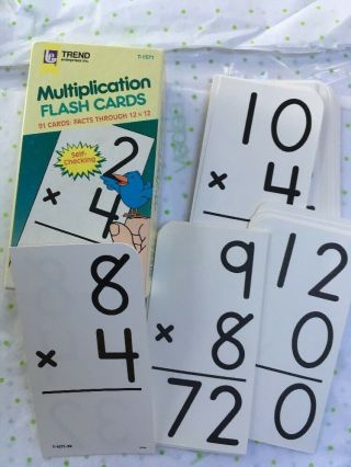Multiplication Flash Cards Vintage 1985 Facts Through 12x12 Home School Teach