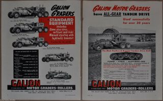 1951 Galion Motor Grader Advertisements X2,  Canadian Advert Vintage Construction