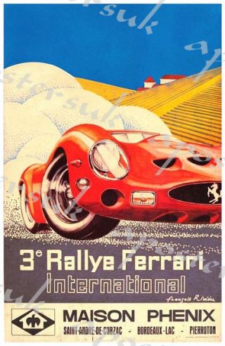 Vintage Ferrari Motor Racing Poster A3/a4 Print