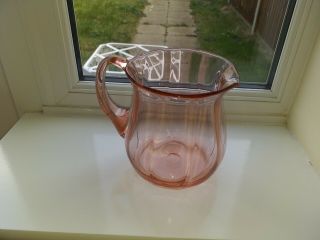 Lovely Vintage Hand Blown Hand Made Pink Glass Water/lemonade Jug Pontil Mark