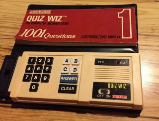 Vintage Coleco Quiz Wiz Computer Question Handheld Game - 1980 Case & Book