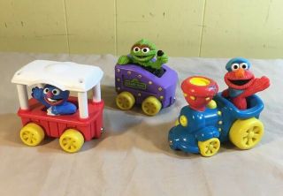 Vintage Sesame Street Magnetic Train Set Of 3 - Elmo,  Grouch,  Grover