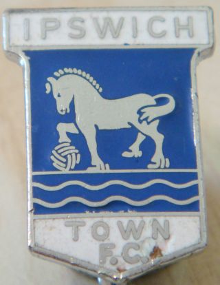 Ipswich Town Fc Vintage Club Crest Type Badge Brooch Pin In Chrome 19mm X 25mm